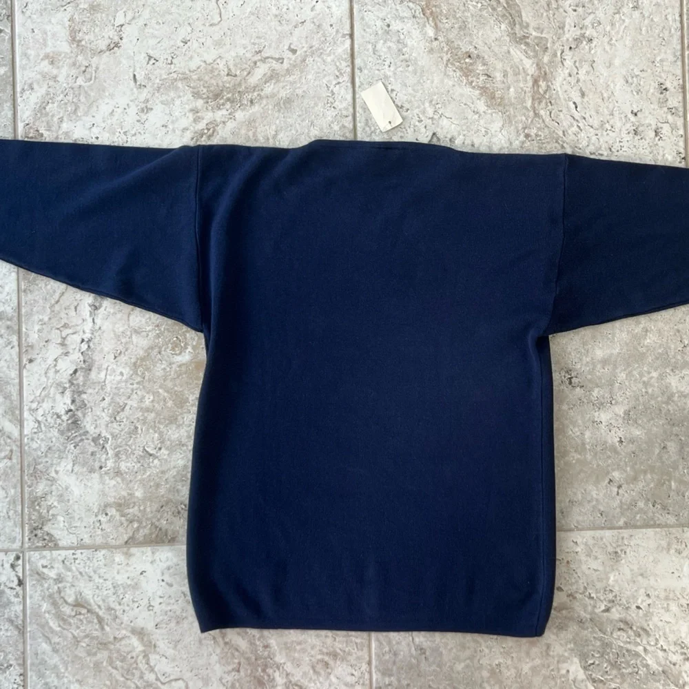 NWT Perkins Shearer Vintage 100% Cotton Crewneck Pullover Navy Blue Sweater, M